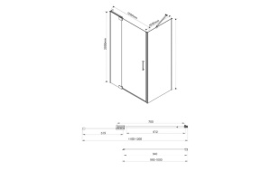 Душевой уголок Vincea Extra 120х100 профиль черный стекло прозрачное - 3