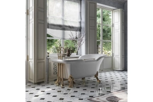 Ванна из искусственного камня Migliore Impero 25267 180x87 белая, бронза - 2