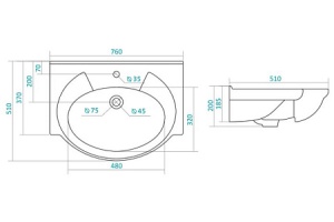 Мебельная раковина Stella Polar Байкал 75 белая - 3