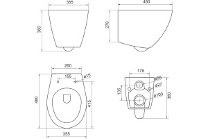 Чаша для унитаза подвесного BelBagno BB125CH - 2