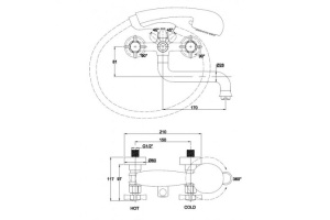 Смеситель Kaiser Cross 41022-1 для ванны с душем, бронза - 2