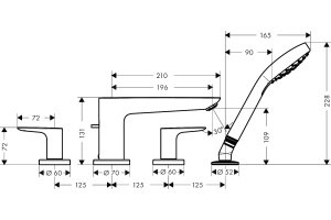 Смеситель Hansgrohe Talis E 71748000 на борт ванны - 2