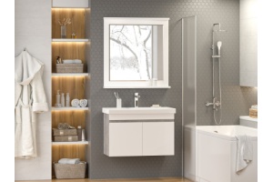 Тумба под раковину Misty Ронда 80 белая глянцевая - 3