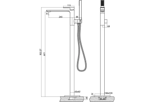 Смеситель напольный ванны BelBagno Luce золото (LUC-FMT-ORO) - 2