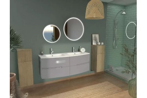 EB1883RU-00 Nona раковина из гелькоата,  глянцевый белый, 140 см, 2 раковины - 3