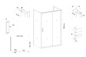 Душевой уголок Veconi Rovigo RV-046B 130x120, черный - 3