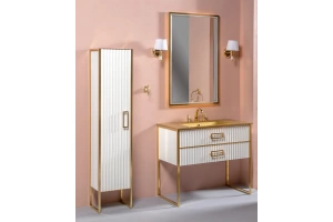 Тумба под раковину моноблок Boheme Armadi Art Monaco 100 белый глянец - золото - 3