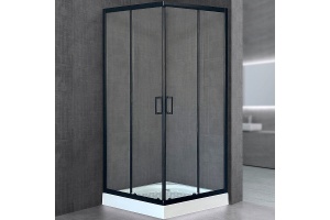 Душевой уголок Royal Bath HP 80х80 с поддоном профиль черный стекло прозрачное
