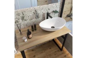 Мебель для ванной DIWO Элиста 100 светлое дерево, с раковиной Moduo 55 Leaf (комплект, гарнитур) - 3