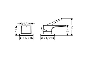 Смеситель hansgrohe Metropol на край ванны на 2 отверстия 74548000, с рукояткой-петлей - 2