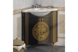 Тумба с раковиной Misty Olimpia Lux 60 угловая, черная патина