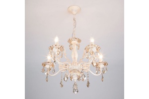 Подвесная люстра Eurosvet Elisha 3281/5 белый с золотом/тонированный хрусталь Strotskis - 2