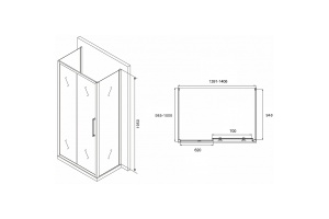 Душевой уголок Abber Schwarzer Diamant 140х100 хром стекло матовое - 2