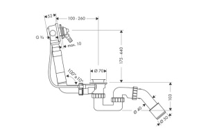 Скрытая часть излива на ванну с набором для слива и перелива для стандартных ванн Hansgrohe 58125180 - 2