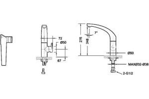 Смеситель Bravat Nizza для кухонной мойки, хром F7353387CP-RUS - 2