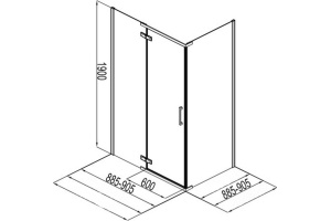AE32-S-90х90U-CT Aquanet Logic C900, ограждение 900x900мм, хром, прозр.6мм (243624) - 3