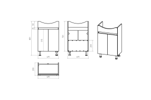 Тумба под раковину Misty Поло 50 черная - светлое дерево - 3