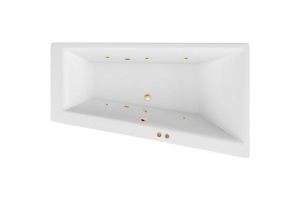 Акриловая ванна Excellent Sfera 170х100 правая белая золото с гидромассажем