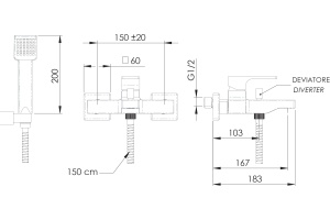 Смеситель для ванны с душем Remer Absolute AU02 - 2