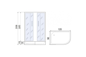 Душевое ограждение с поддоном River Don XL 120/90/24 MT L (10000008319) - 2