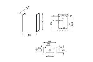 Тумба под раковину Jacob Delafon  50 см (EB863-E10) - 2
