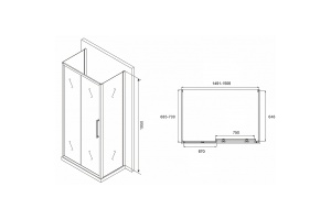 Душевой уголок Abber Schwarzer Diamant 150х70 хром стекло матовое - 2