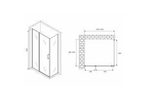 Душевой уголок Abber Sonnenstrand 110х70 хром стекло матовое - 2