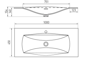 Мебельная раковина Акватон Блент 100 см (1A708531BL010) - 2