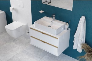 Тумба под накладную раковину Excellent Tuto 80 белый - светлое дерево  - 3