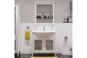 Мебель для ванной STWORKI Хельсингборг 85 белая, в стиле прованс, из МДФ, российская (гарнитур, комплект)