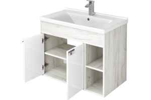 Тумба под раковину Aquaton Флай 80 белый-светлое дерево - 3