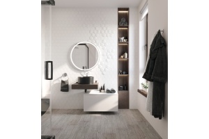 Столешница STWORKI Ольборг 60 дуб карпентер, без отверстий, с тумбой 80, с раковиной BOCCHI Vessel черной - 2