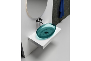 Раковина накладная прозрачная ABBER Kristall AT2801Aquamarin бирюзовая - 2