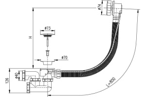 Сифон для ванны RAV SLEZAK металл/пласт 800мм - 3