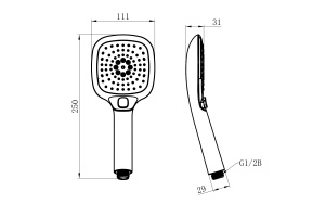 Душевая лейка Lemark LM1014C квадратная 3-функциональная 110х253 мм., хром, блистер - 2