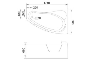 Акриловая ванна Gemy 171х100 белый (G9046 II O R) - 3