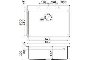 Мойка кухонная Omoikiri Tedori 68 платина - 2