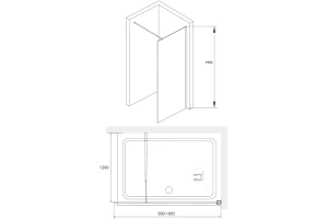 Душевая перегородка RGW Walk In WA-002 100х195 профиль хром стекло прозрачное - 3