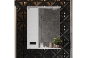 Зеркало-шкаф Onika Балтика Black 58 L с подсветкой, белый (205848) - 2