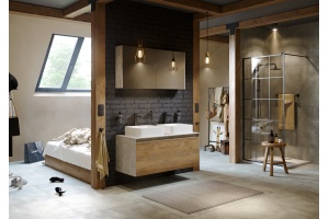 Зеркало-шкаф Aqwella 5 stars Mobi 120 бетон светлый - 3