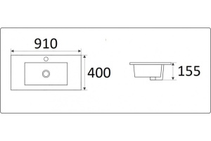 Раковина встраиваемая CeramaLux N 91 см белый (9393-90) - 2
