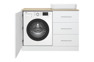 Тумба под стиральную машину Misty Респект 120 белая - светлое дерево - 2