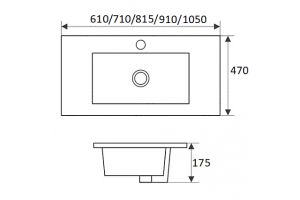 Раковина встраиваемая CeramaLux N 81 см черный матовый (9080MMB) - 3
