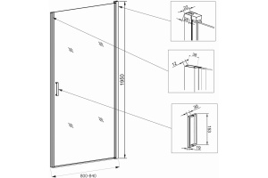 Душевая дверь в нишу Veconi Vianno VN-43B 80 см, профиль черный - 2