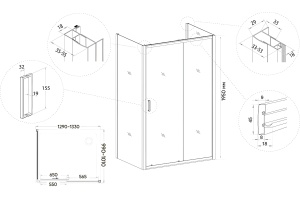 Душевой уголок Veconi Rovigo RV-046B 130x100, черный - 3