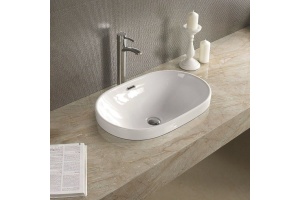 Раковина керамическая полувстраиваемая AM-5006-C, цвет белый, 610х400х190