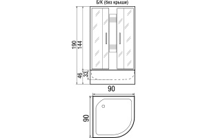 Душевая кабина с поддоном River Nara Б/К 90/44 MT (10000002331) - 3
