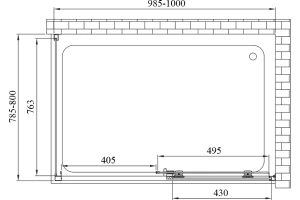 Боковая стенка Vincea Soft 80х195 хром стекло прозрачное - 3