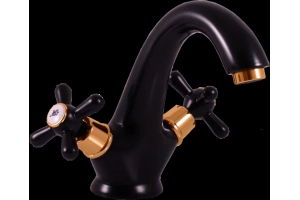 Смеситель для раковины Rav Slezak Morava retro черный матовый - золото