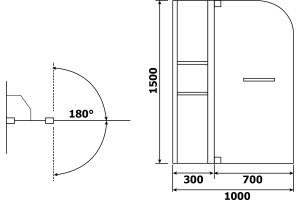 Шторка на ванну RGW Screens SC-08 1000x1500 с ручкой и полками - 3